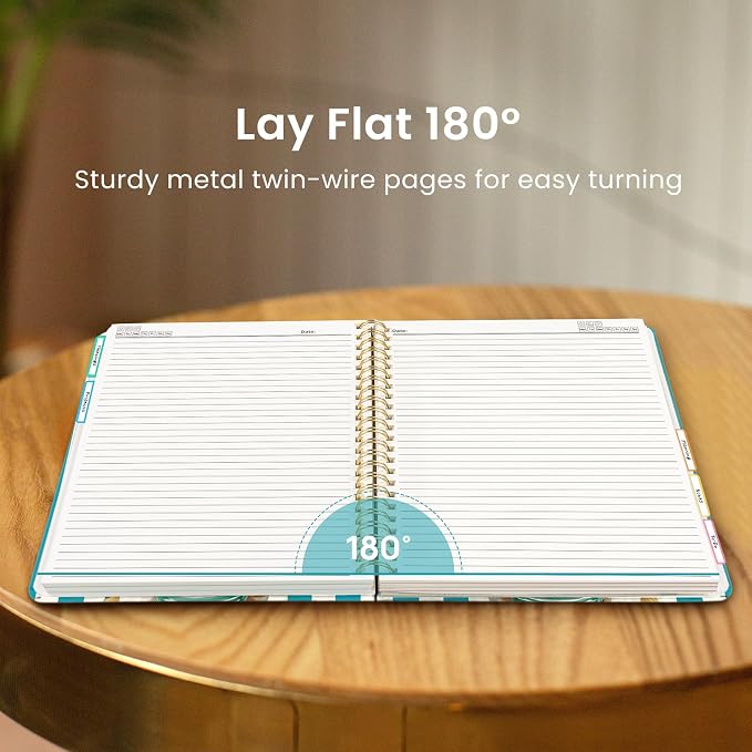 Large Lined Spiral Journal for Women Cute Hardcover 5 Subject Notebook for Work 8.5" x 11" with Removable Dividers & Tabs, College Ruled, 280 Pages Aesthetic Journal for Work, School & Note Taking, Sunny Barker