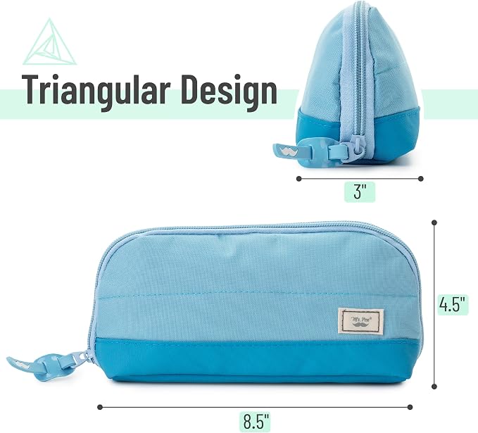 Mr. Pen- Wide-Opening Pencil Case, Triangle Design | Compact & Spacious Pencil Cases with 5 Mesh Pockets, Bag Pouch, Box Organizer for Students, School Supplies, Aesthetic Supply