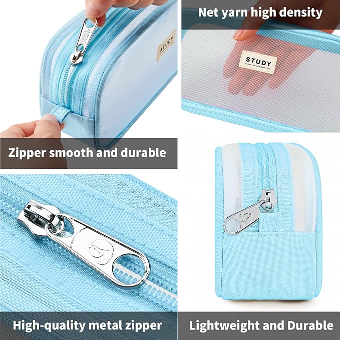 Fancy Forest Clear Mesh Pencil Case, Large Capacity Pen Case for School Exam & Students