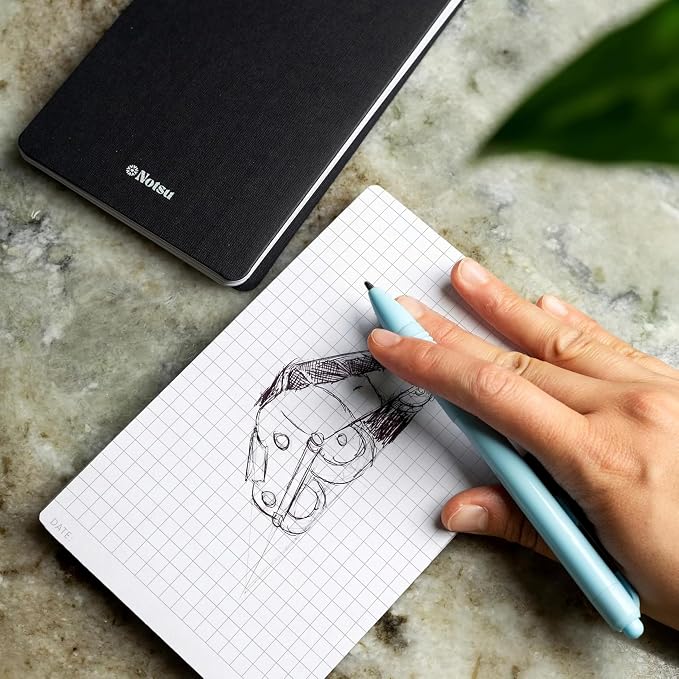 Notsu Graph Grid Small Desk Notepad 2 Pack | Minimalist Graphing Memo Note Pads | Premium Thick 120gsm Paper, 50 Double Sided Pad Sheets, 3.9" x 6.3"