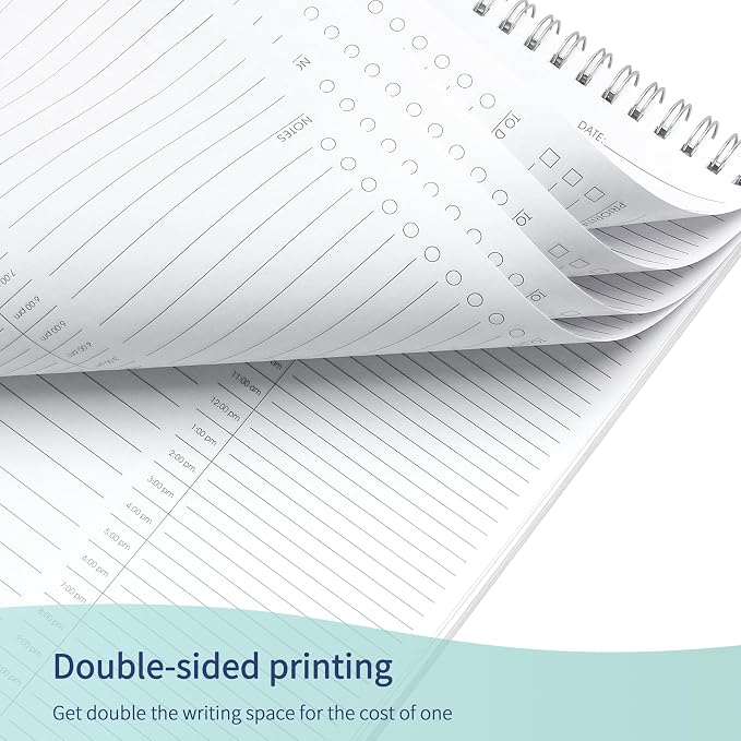 Daily Shedule Planner Half-Hourly Personal Organizer 6.5"x 10" | Both Sides Usable,Undated Layout,Time Block,Work To-Do List,Priorities,Smooth Writing, No Bleed Thick Sheets