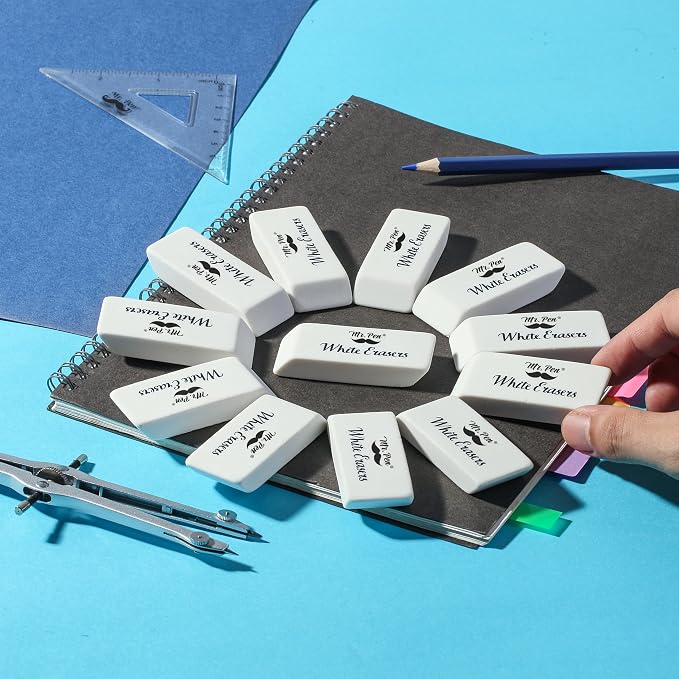 Mr. Pen- White Pencil Eraser, 12 Pack | Large Latex Free Block Erasers for School, Office, Art Sketching, Homework, Exams, Clean Smudge-Free Correction