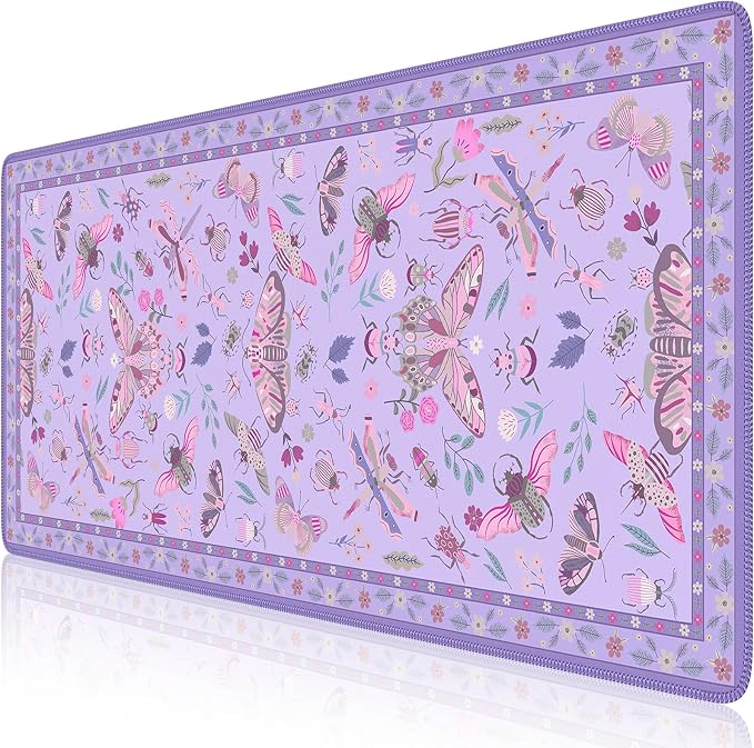 iCasso Purple Large Mouse Pad, Desk Matt for Desktop, XXL Desk Mat for Keyboard and Mouse, Anti-Slip Big Mousepad Computer Mat with Stitched Edges
