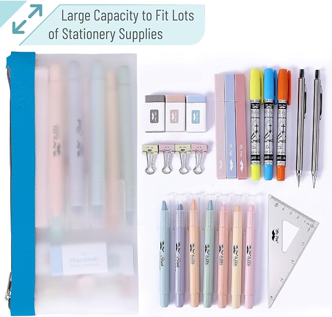 Mr. Pen- Clear Pencil Pouch, 8.50"x4.25", 3 Pack, Durable TPU Material | Medium Water-Resistant Pencil Bags with Smooth Zipper, Multipurpose Clear Pouch for Stationery, School, Office