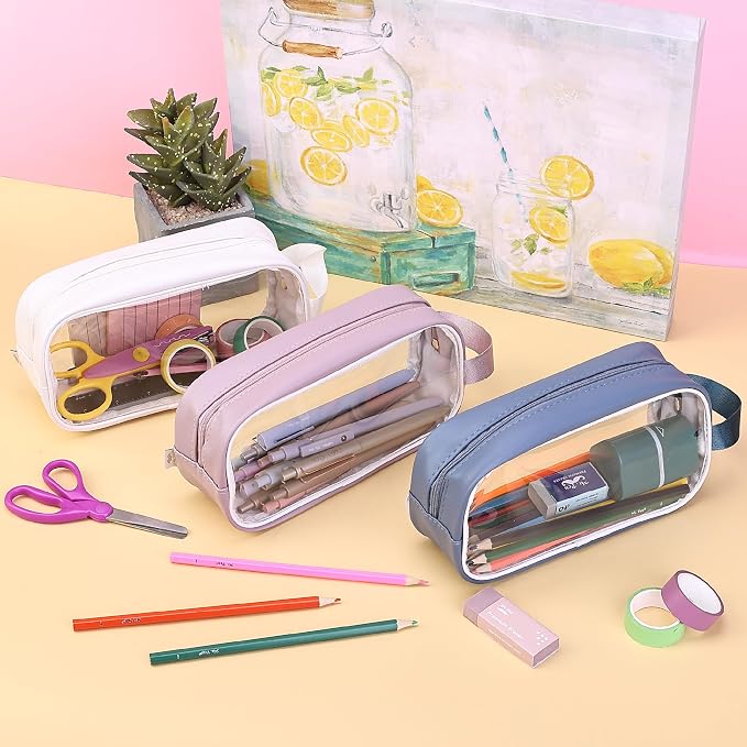 Mr. Pen- Clear Pencil Pouch, Large Capacity Makeup Pouch | Clear Pen Pencil Case, Cosmetics Bag, Multi-Purpose for Travel, School, Teen Girls, Transparent Stationary Bag