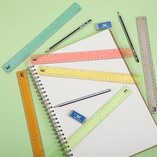 Mr. Pen- Plastic Ruler Set, 6 Pack, 12 Inch, Pastel Colors | Easy-to-Read Markings, Scratch-Resistant Design, Durable Transparent Rulers for Crafting Office & School, School Supplies