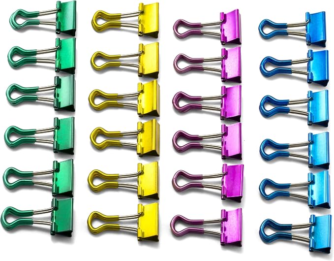 Officemate Easy Grip Binder Clips, Metallic, Small, Pack of 24