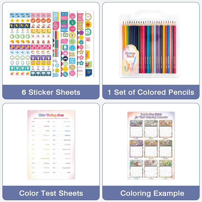 Ospelelf Wall Calendar 2026-2027, 12'' x 17'' Coloring Calendar with Plastic Cover, 18 Months Calendar for Girls, Kids and Family, Use Jan 2026 - June 2027, Season