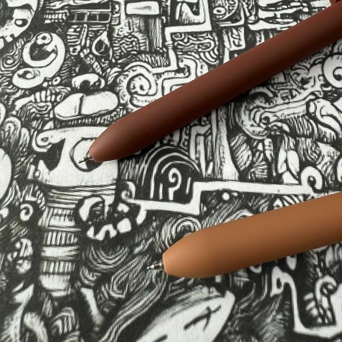 thinkor Gel Pens Black Ink, 7 Pcs 0.5mm Quick Dry Fine Point Smooth Writing Pens, Cute Office School Supplies Gifts for Women Student (7 Pcs Brown- Black Ink)