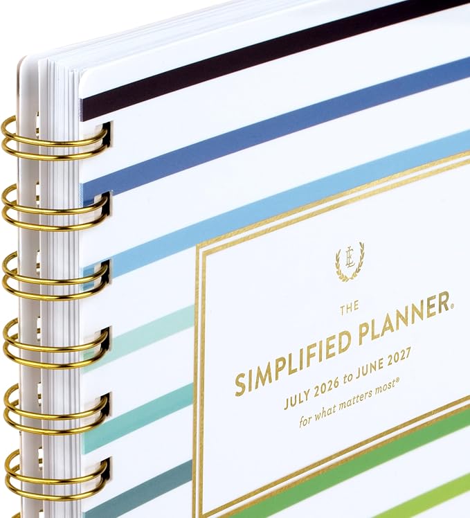 AT-A-GLANCE Planner 2026-2027 Weekly & Monthly Academic 12-Month July-June, 5-1/2" x 8-1/2", Simplified by Emily Ley, Happy Stripe (EL49-200A)