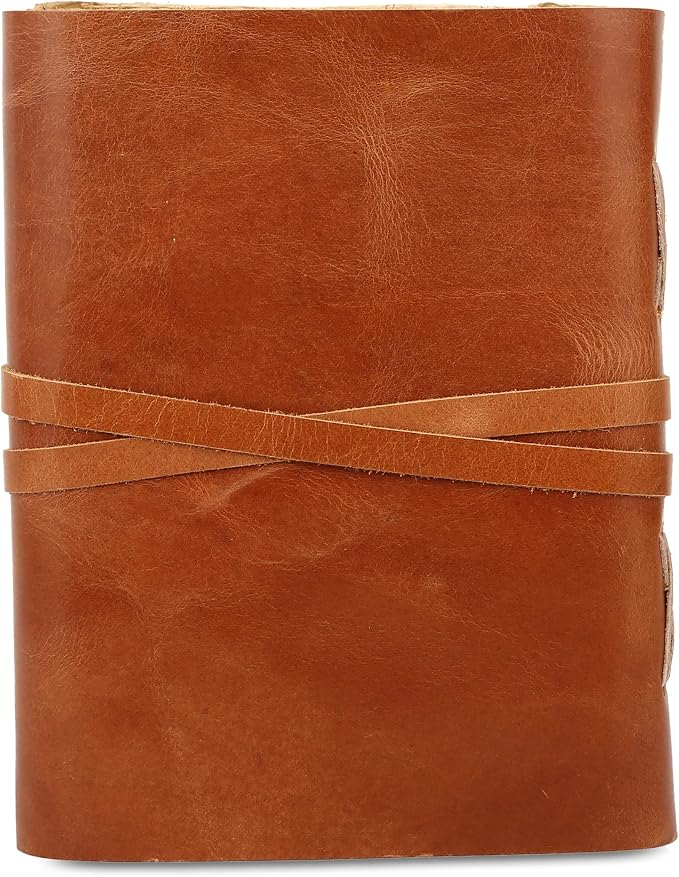 Leather Journal with Deckle Edge Paper 8x6 inch and Vintage Key | Handmade Writing Notebook Diary | Bound Daily Notepad for Men & Women Medium, Sketch/Writing pad for Artists