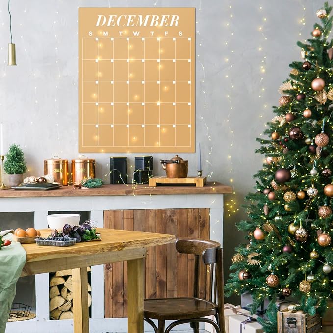 12 Pcs Brown Undated Calendars 16‘' x 20‘' Large Classroom Erasable Wall Calendar 12 Month Dry Ease Reusable Planning Yearly Blank Planner Reserved Grid for Office Home Educational Study Back to Class
