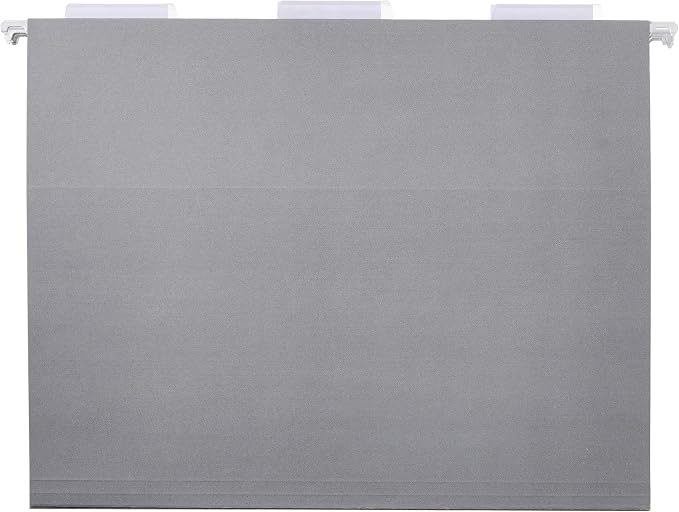 Amazon Basics Hanging File Folders with Adjustable Tabs for Document Organization, Letter Size, Gray, 50-Pack