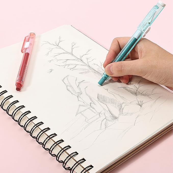 Mr. Pen- Retractable Mechanical Eraser Pens, 6 Pack, Vintage Colors | Latex-Free Precision Pencil Erasers for Artists, Students, Drawing, Sketching & Drafting