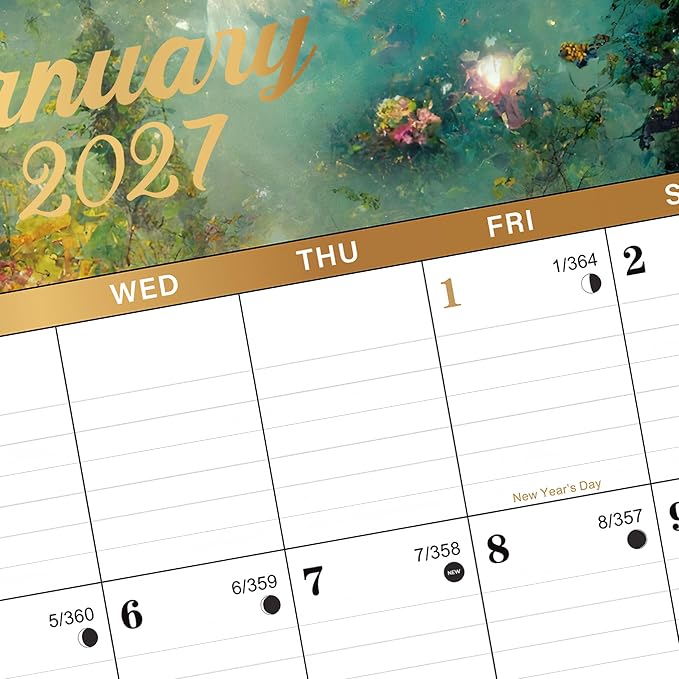 2027 Calendar - 2027 Wall Calendar, JAN 2027 - DEC 2027, 12" x 17", 2027 Wall Calendar 12 Month with Hanging Hook, Perfect for School, Home, Office Organization - Dreaming Moon