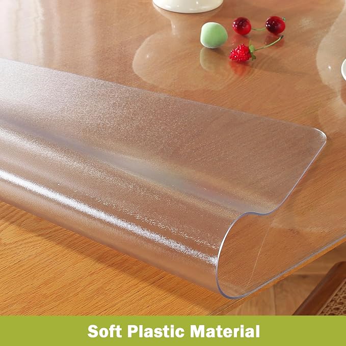 OstepDecor Frosted Clear Table Cover Protector 42 x 78 Inch, 1.5mm Thick Plastic Table Cover, Dining Table Protector Pad, Waterproof & Easy Cleaning PVC Desk Mat for Dresser, Coffee & Wooden Tabletop