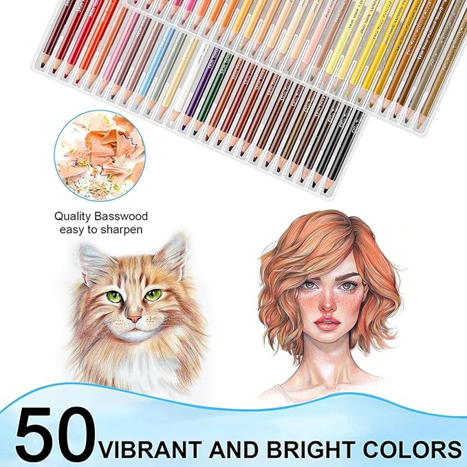 LBW 50 Skin Tone Colored Pencils for Adult Coloring Pencils, Oil Based Soft Core Professional Color Pencils Set for Artists Beginners Drawing Coloring Sketching Blending