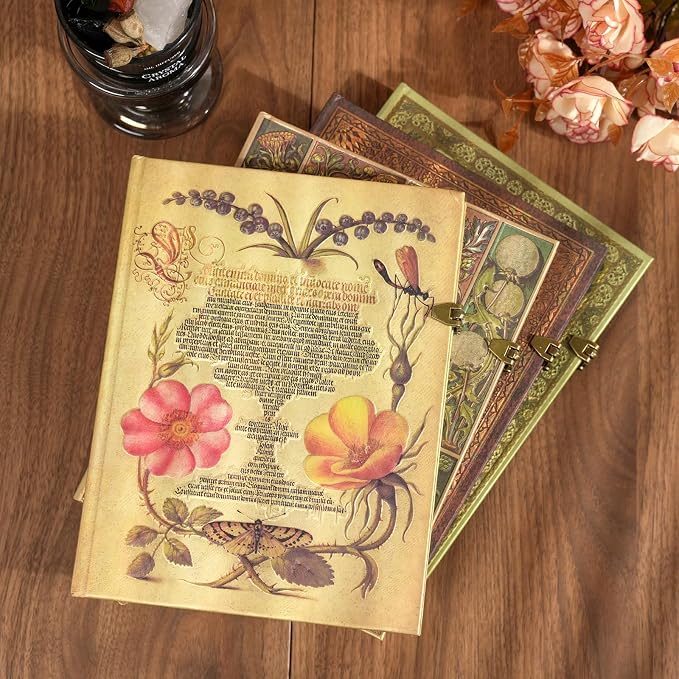 Retro 3D Red & Gold Foil Hardcover Journal - 192 Lined Pages, Inner Envelope Pocket - Writing Notebook & Travel Diary for Special Memories