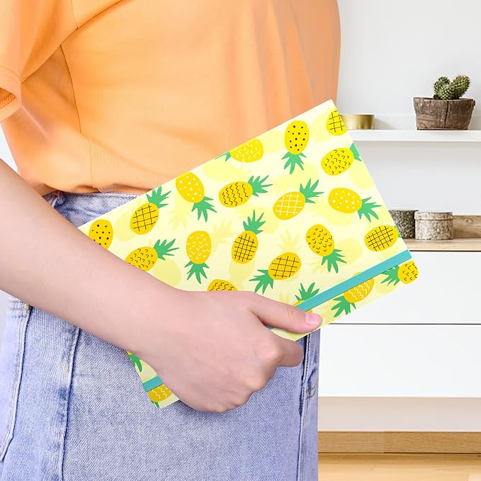 Lined Journal Notebook, Hardcover Journal for Women, Medium 5.7 x 8.4 in, 160 Pages Thick Paper, Cute Aesthetic Floral College Ruled Notebook for Writing Journaling Work School Office,Pineapple