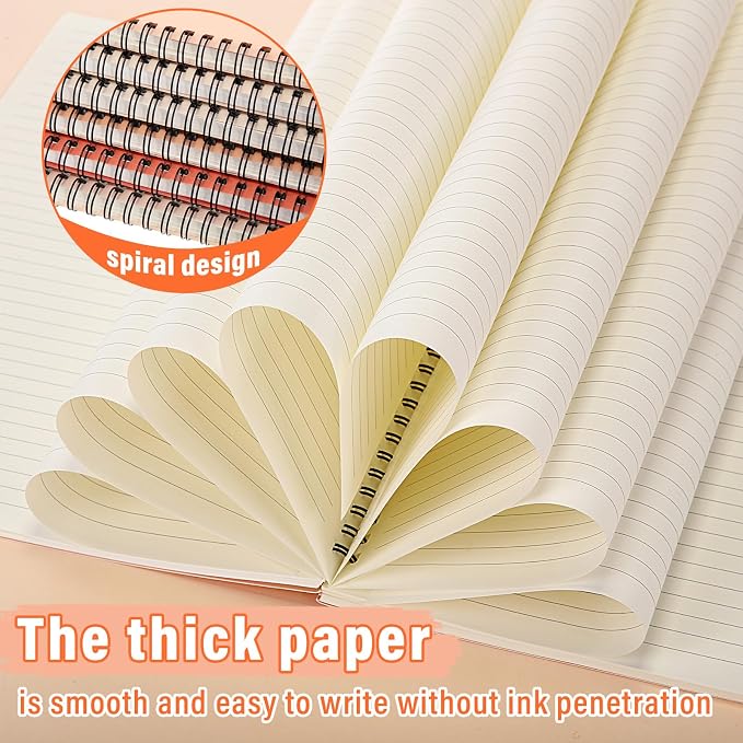 Fuutreo 6 Pack Spiral Notebook 10.5x7.45 Notebook,Orange Series,Light