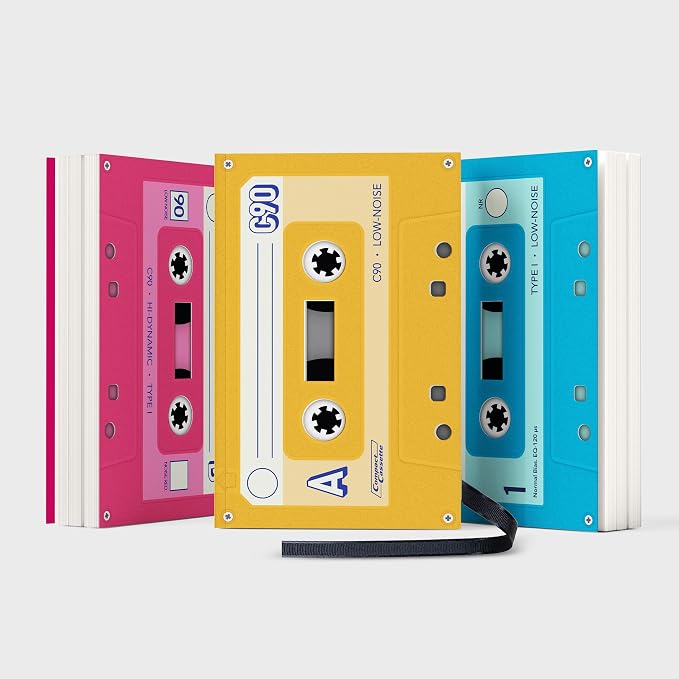 Suck UK Music Notebook - Cassette Tape Notebooks - Mix Tape Book - Retro Themed Gifts - Music Stationery - 80s Retro Gift - Pocket Size Notepad - Mini Tape Record - Multi Colour Mini Notebooks 3 Pack