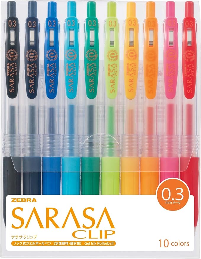 Zebra Sarasa Clip 0.3mm, 10 Color Set (JJH15-10CA)