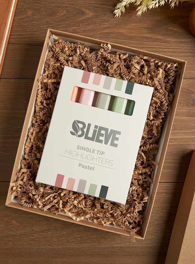 BLIEVE Bible Highlighters No Bleed Through, Chisel Tip, 5 Pack