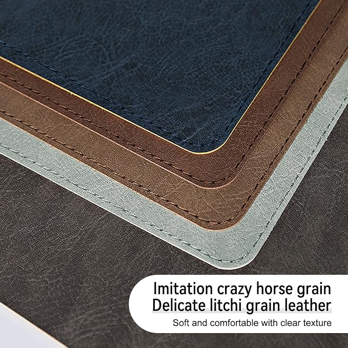 Imitation Crazy Horse Leather Desk Mat - Waterproof Desk Pad - Ideal for Large Mouse Pad and Desk Mats on Top of Desks (Light Gray+Light Blue, 25"*13")