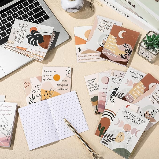 Tatuo 24 Pcs Positive Affirmation Notebooks for Women Boho Inspirational Notebook Small Motivational Encourage Notepads Daily Affirmations Journal for Student Teacher Coworker Back to School Supplies