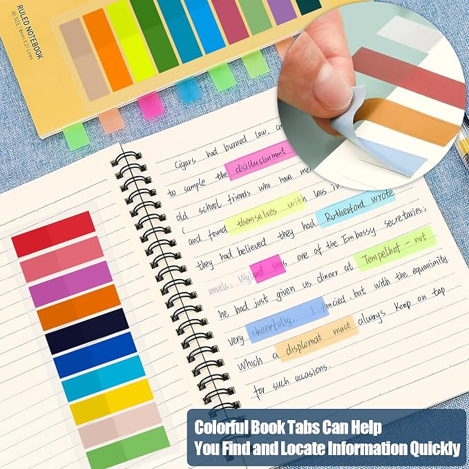 Sticky Tabs 2400 pcs Book Tabs for Page Markers,Morandi Sticky Note Tabs Page Markers for Notebooks,Book Markers,Colorful Book Tabs, Annotation supplies，Transparent Sticky Tabs for Books,Post It Notes
