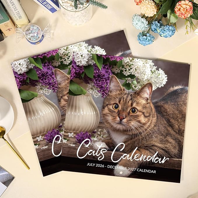 Calendar 2026-2027 - Wall Calendar 2026-2027, Jul. 2026 - Dec. 2027, 12" x 24" (Open), 18 Months Cat Calendar 26-27, Large Wall Calendar Kitten, Thick Paper, Unruled Blocks, Perfect for Organizing | 12" x 24" (Open), 18 Months Cat Calendar 26-27, Large...