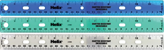 Helix Standard Ruler, 12 Inch / 30cm, Assorted Colors (13105)