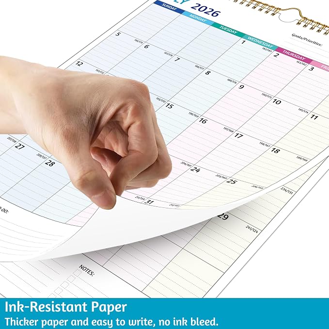 Wall Calendar 2026-2027 – Calendar 2026-2027 Wall, 18 Monthly Calendar, Jul 2026 - Dec 2027, 12 x 17 In, 2026 Calendar with Large Blocks, Thick Paper, Holidays, To-do ＆ Notes, Great for Organizing