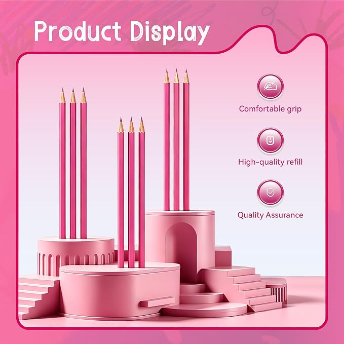 12 Piece Black Colored Pencils Set with Sharpener, Pre-Sharpened Professional Wooden Art Pencils for Artists Drawing and Sketching, Premium Colored Tone Supplies Delivering Detailed Painting(Pink)
