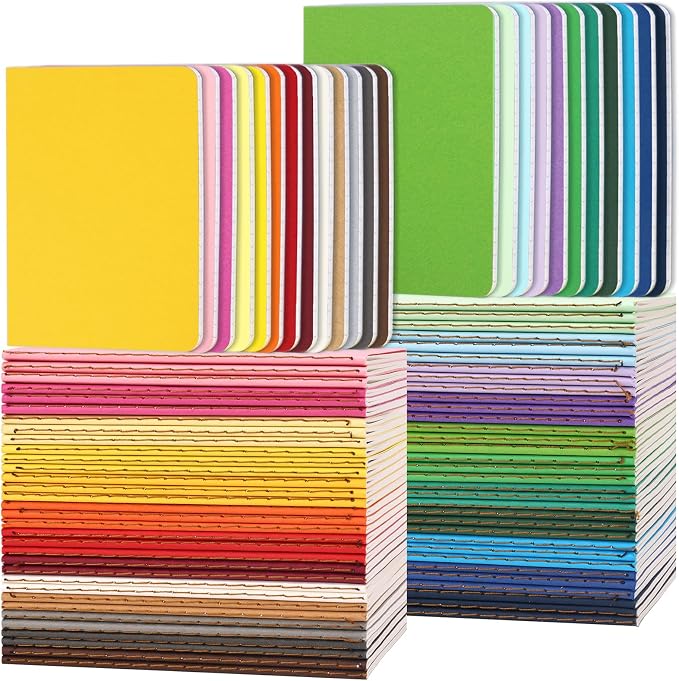 LABUK 90 Pack Pocket Notebooks, Small Notebook Bulk, 3.5"x5.5" Lined Notebooks, A6 Colorful Cover Journals 24 Sheets/48 Pages/24 Colors