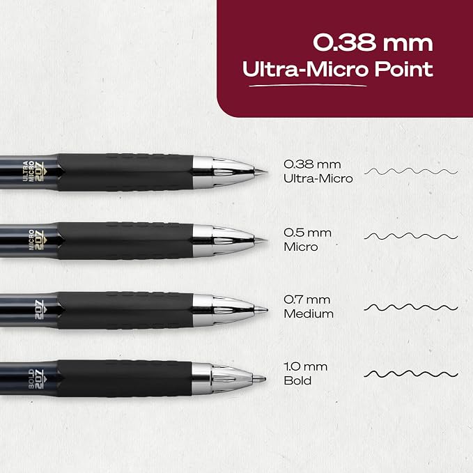 uniball™ 207 Gel Pens, Blue Ink, 0.38mm Ultra Micro Point, Retractable, 12 Count, Smooth Writing, Fraud-Resistant, uni Super Ink™