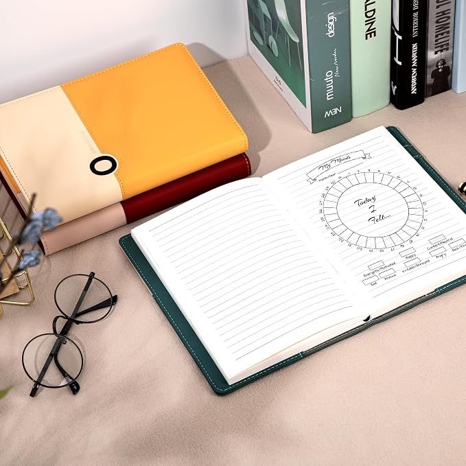 CAGIE Lined Journals for Writing, Two-Toned Hardcover Journal Notebook for Women, 256 Pages A5 Journal with 100GSM Thick Paper for Work Note Taking Diary, Refillable Design,8.6 x 5.7 Inch,Yellow | 256 Pages, 100gsm Thick Paper, Refillable, Two-Toned Ha...