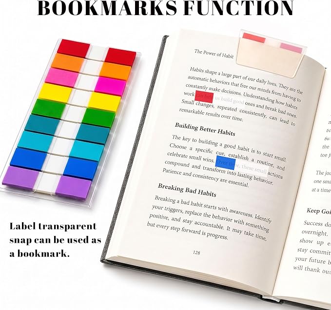 Ericter Transparent Sticky Tabs Writable Book Tabs 720PCS Repositionable PET Clear Page Markers Index Tabs for Notebooks Study Office Use Adults Artists