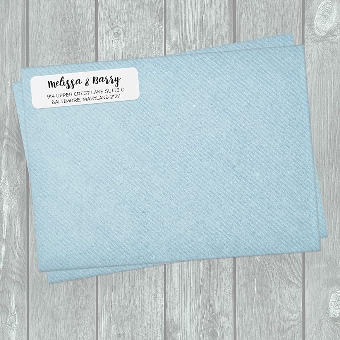 White Modern Rolled Address Labels/Roll of 500 Personalized Address Labels/Designer Return Address Stickers in Elegant Plastic Dispenser