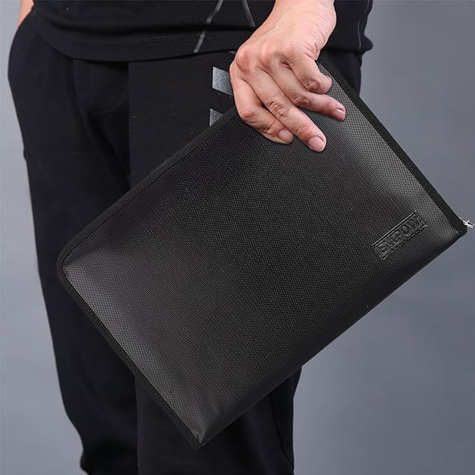 ENGPOW Expanding File Folder,Fireproof 13 Pockets Document Organizer Bag | Accordion File Organizer with Zipper＆Labels,Portable Home Travel Safe Storage for Important Files,Papers,Letter Size,Black