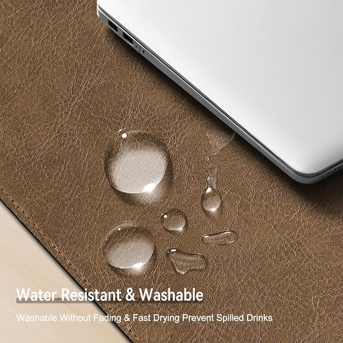 Imitation Crazy Horse Leather Desk Mat - Waterproof Desk Pad - Ideal for Large Mouse Pad and Desk Mats on Top of Desks (Camel+Camel, 11"*8")