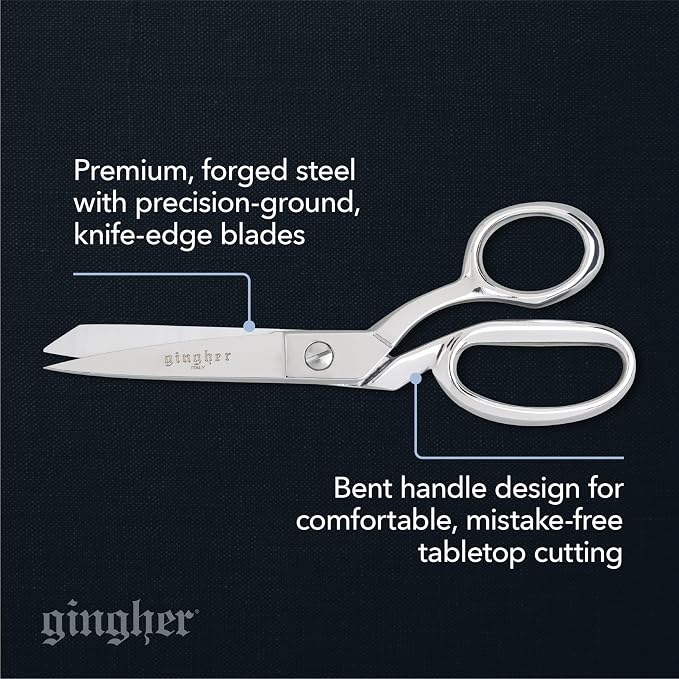 Gingher 7" Professional Dressmaker Scissors for Fabric Cutting & Sewing