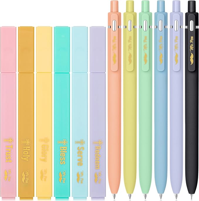 Mr. Pen- Bible Highlighters and Pens No Bleed, 12 Pack | Colorful Bible Pens and Highlighters No Bleed