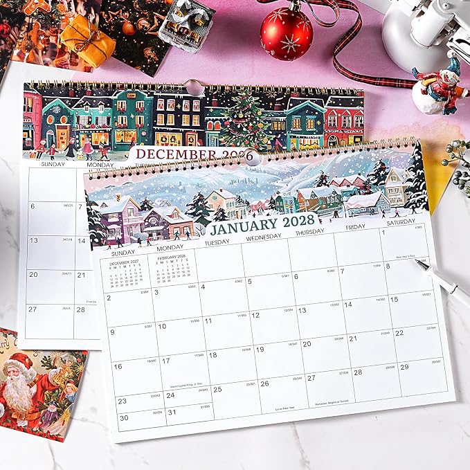 Calendar 2026-2028 - Wall Calendar 2026-2027, Jul. 2026 - Jun. 2028, 2 Years, 14.8'' x 11.6'', with Julian Dates, Hanging Hole, Thick Paper, Landscape Calendars