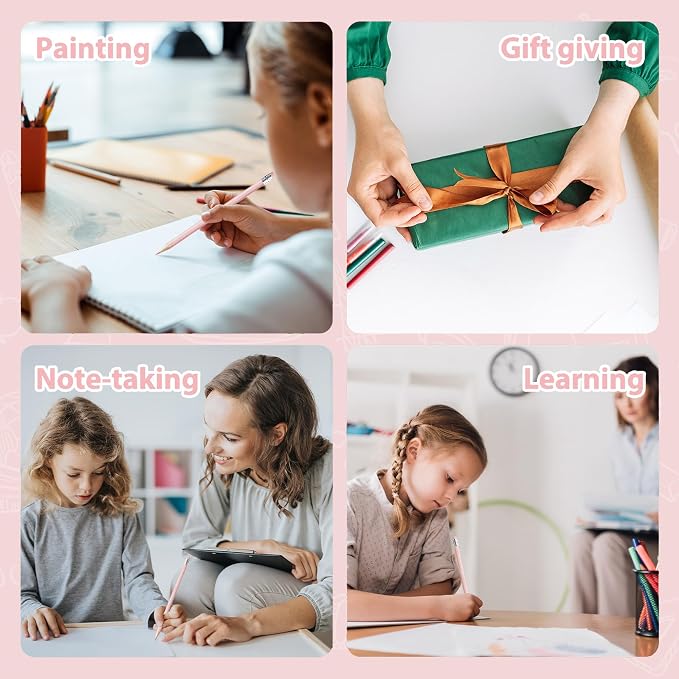 24PCS Macaron Pink Colored Pencils with Eraser Pre Sharpened Pencil 2 HB - Ideal for Checking, Grading, Tests & Office/School Supplies