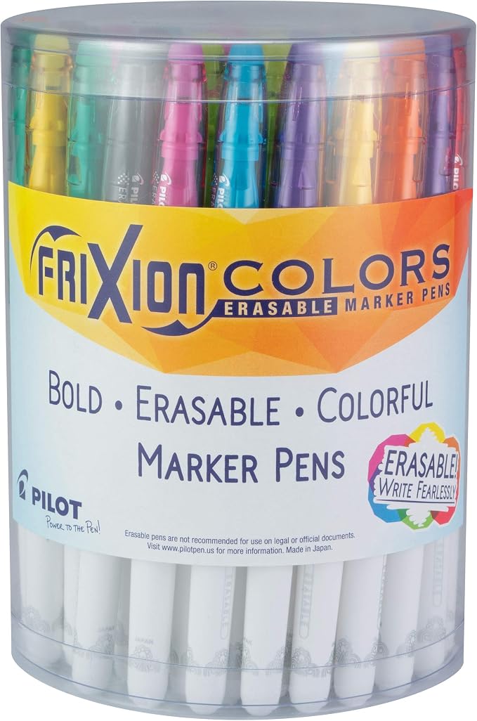 Pilot FriXion Colors Erasable Marker Pens, Bold Point, Erasable Pens, Assorted Color Inks, 36-Pack