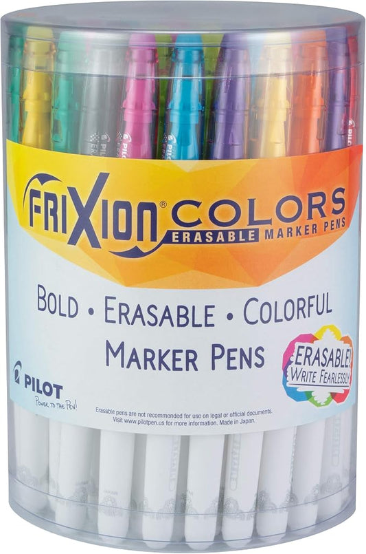 Pilot FriXion Colors Erasable Marker Pens, Bold Point, Erasable Pens, Assorted Color Inks, 36-Pack