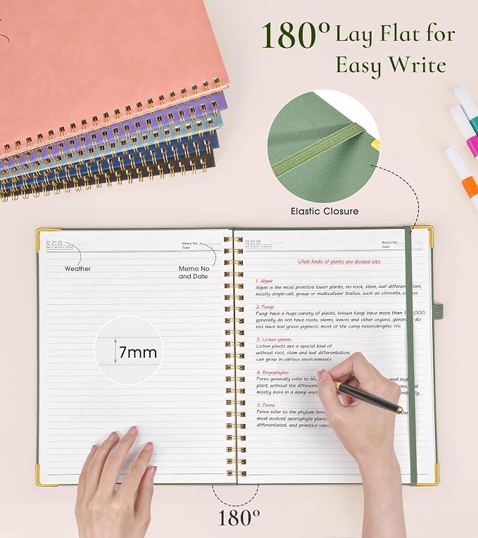 Hardcover Spiral Notebook Journal 8.5” x 11”, A4 Large Cute Notebooks for Women Men, Lined College Ruled Notebook, 100 GSM Paper, Spiral Bound Journals for Work School Note Taking Business, Petite Blooms