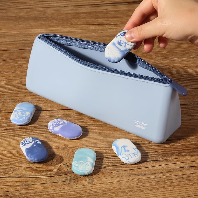 Mr. Pen- Marble Pencil Erasers, 12 Pack, 1" x 2" | Soft Rubber Marble Pencil Erasers for School, Office, Art Sketching, Homework, Exams, Clean Smudge-Free Correction