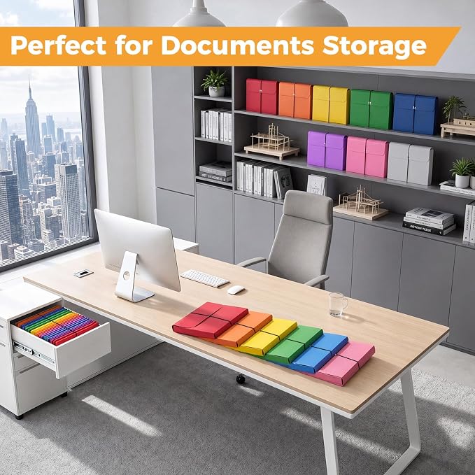 Ansook Plastic File Jackets, Expandable File Folders Letter Size with 2" Expansion, File Folder Organizer with Flap & String Tie, 12 Pack Poly Pocket File Folders for Office School Home – 12 Colors